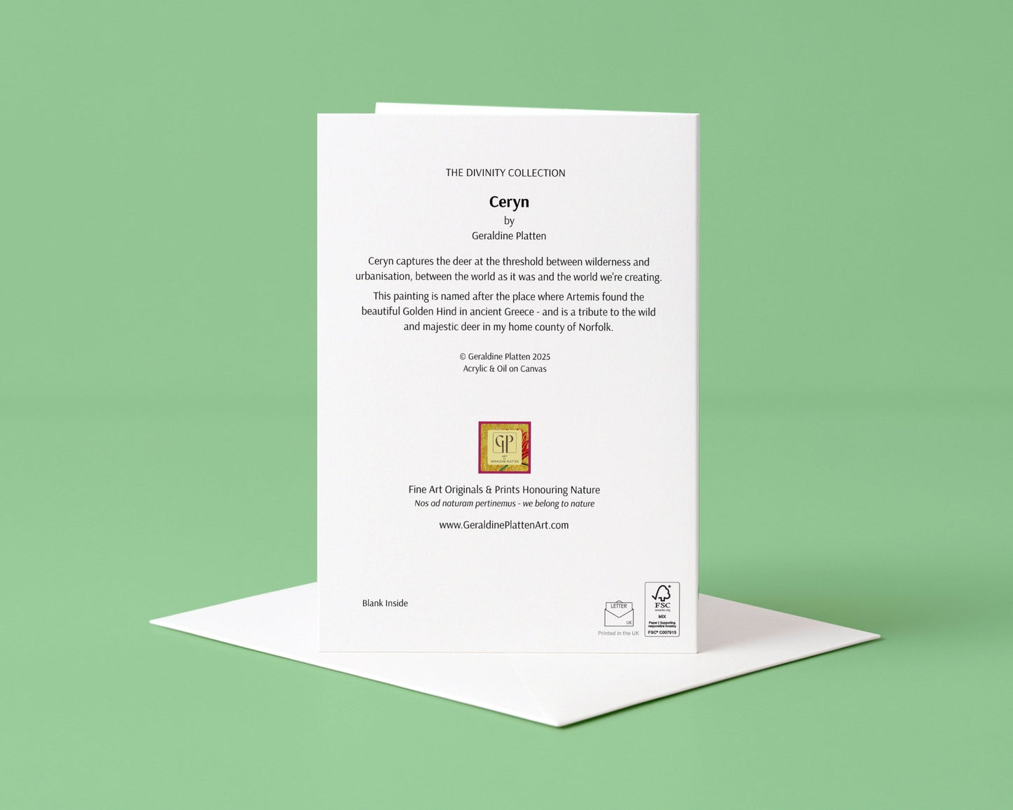Ceryn - Art Greeting Card, Blank Inside - Geraldine Platten Art -