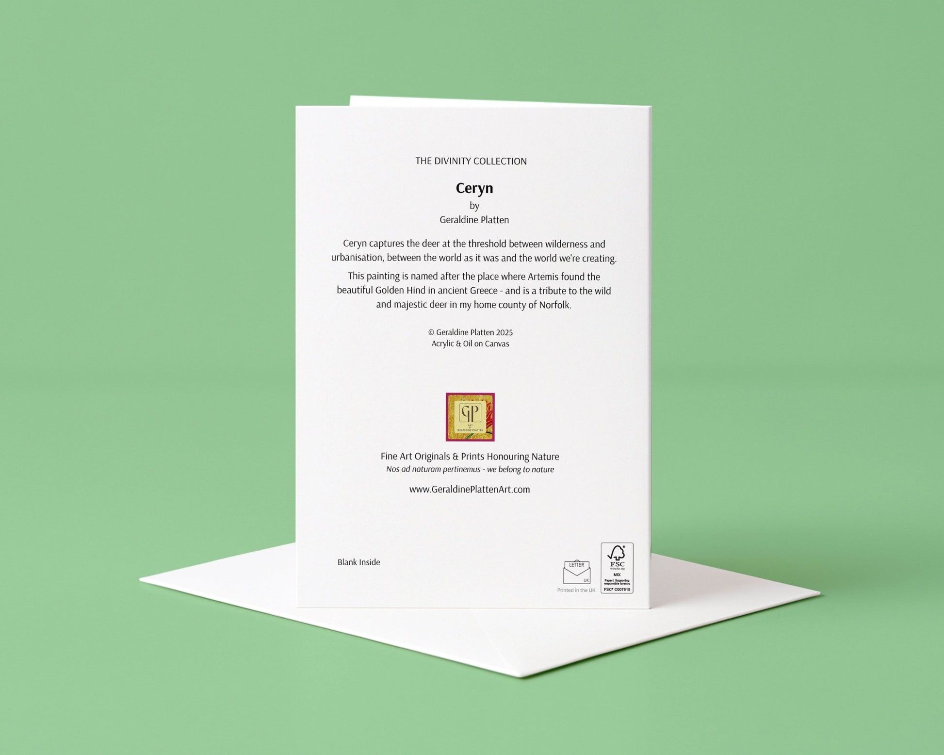 Ceryn - Art Greeting Card, Blank Inside - Geraldine Platten Art -