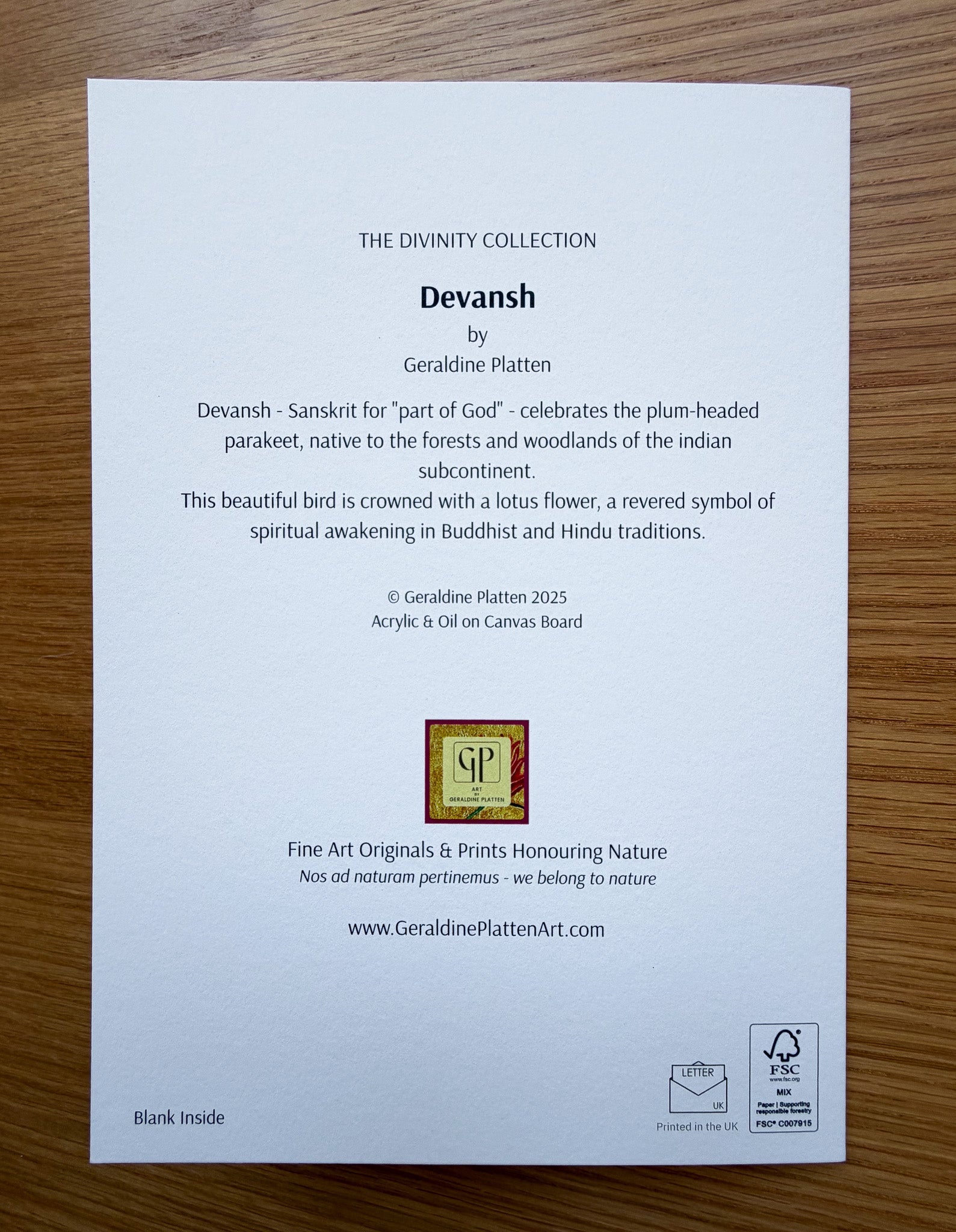 Devansh - Art Greeting Card - Geraldine Platten Art -