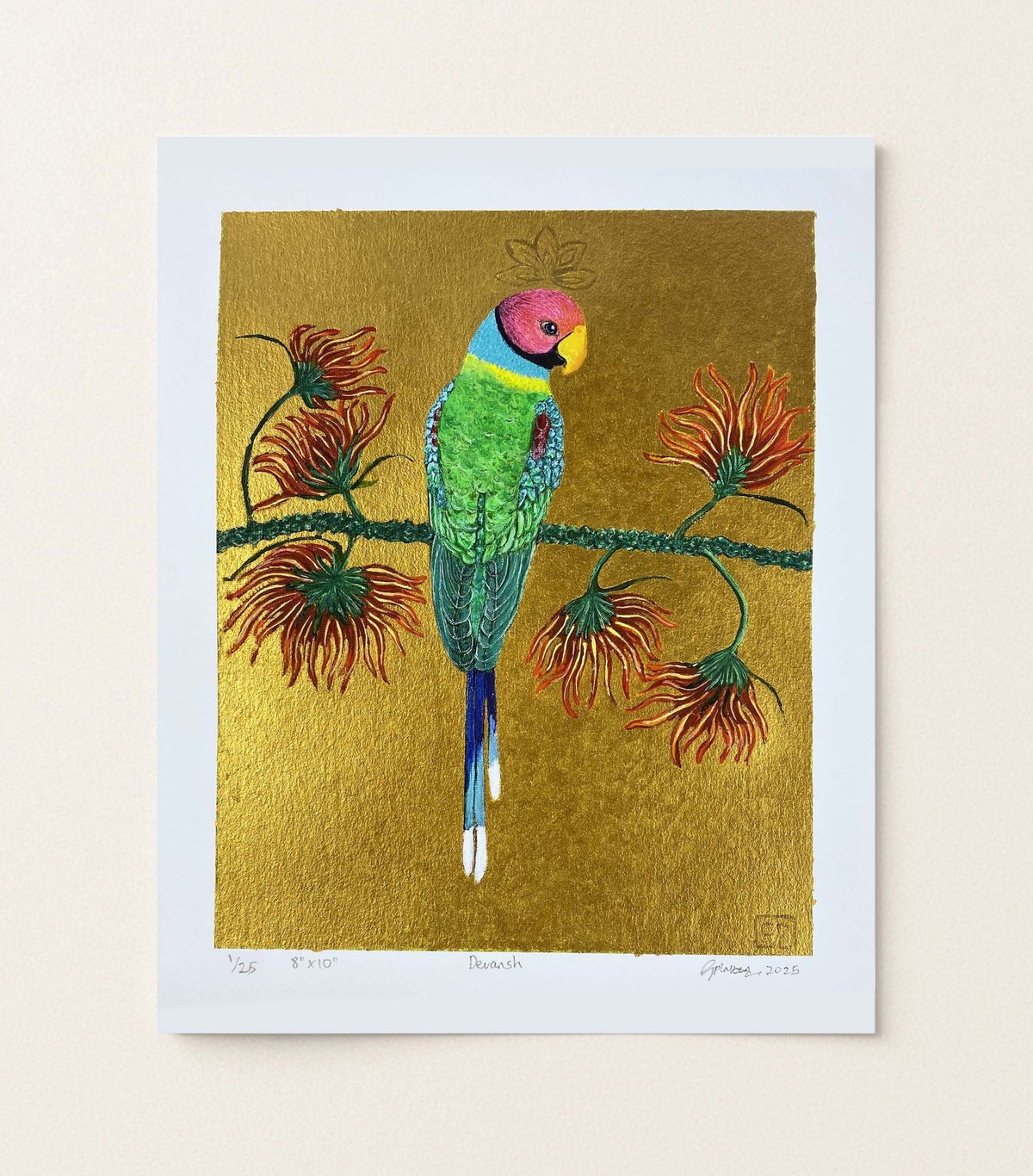 Devansh: Limited Edition Hand Embellished Prints on Paper - Geraldine Platten Art - Print only