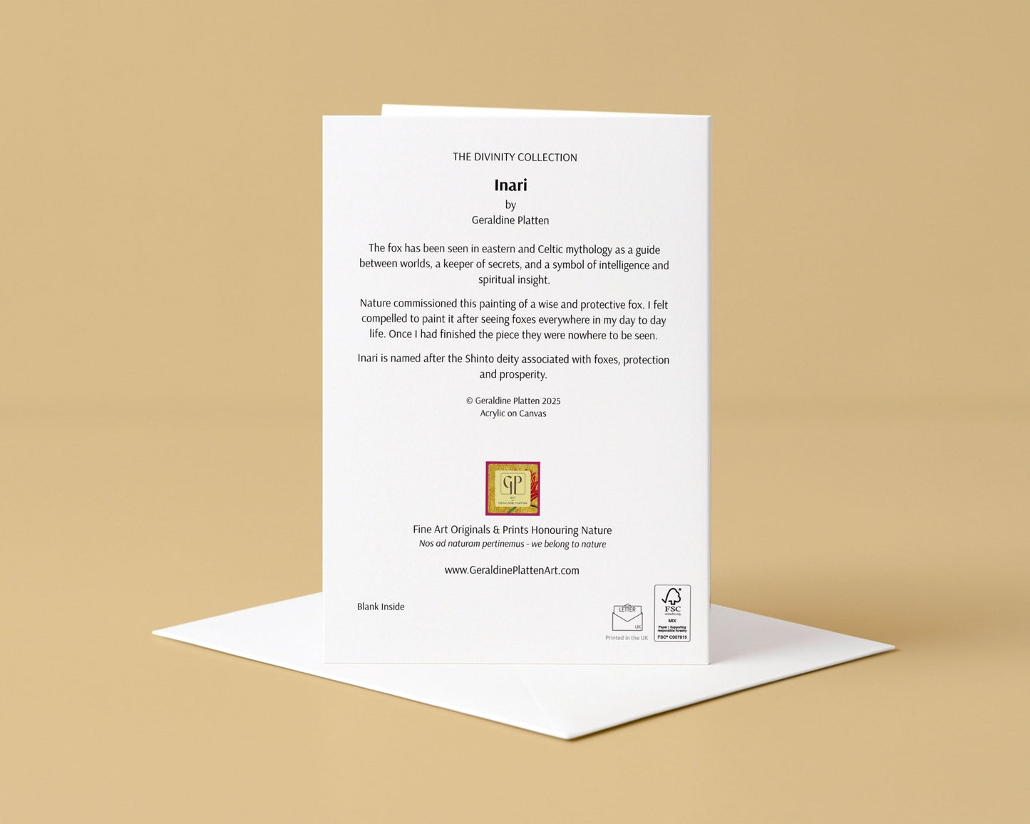 Inari - Art Greeting Card, Blank Inside - Geraldine Platten Art -