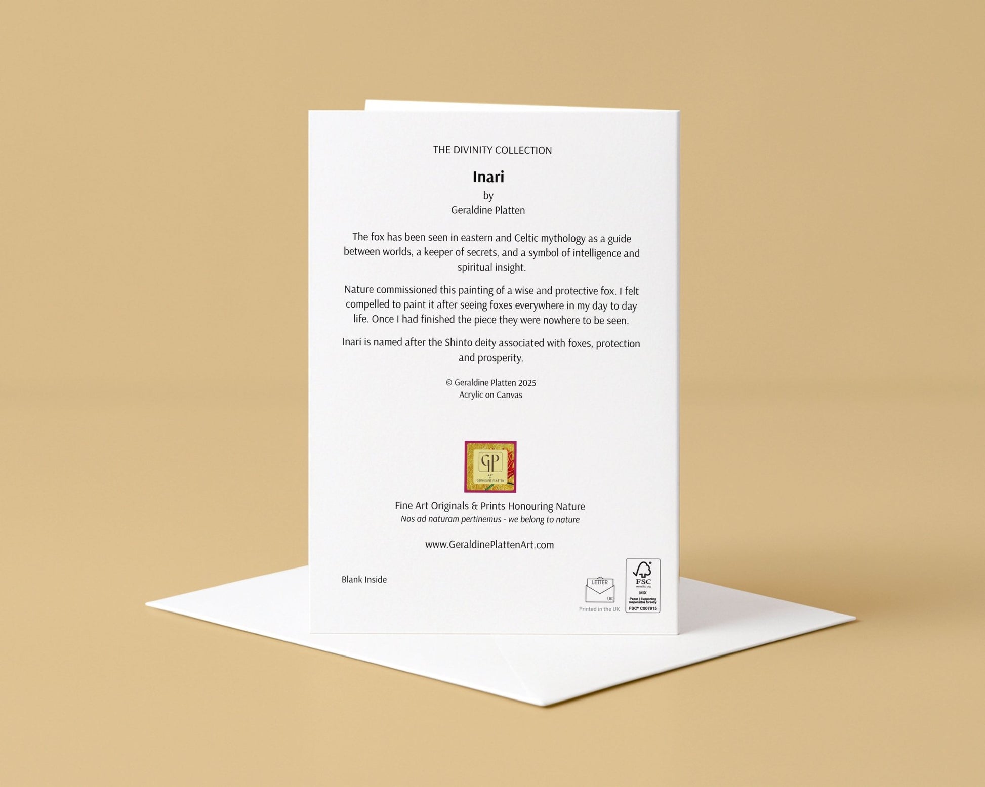 Inari - Art Greeting Card, Blank Inside - Geraldine Platten Art -