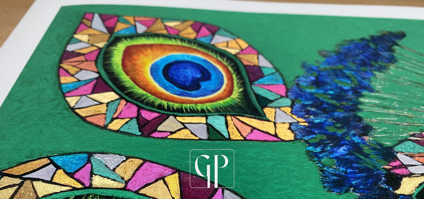 'Mayura': Limited Edition Hand Embellished Prints on Paper - Geraldine Platten Art - Prints on paper