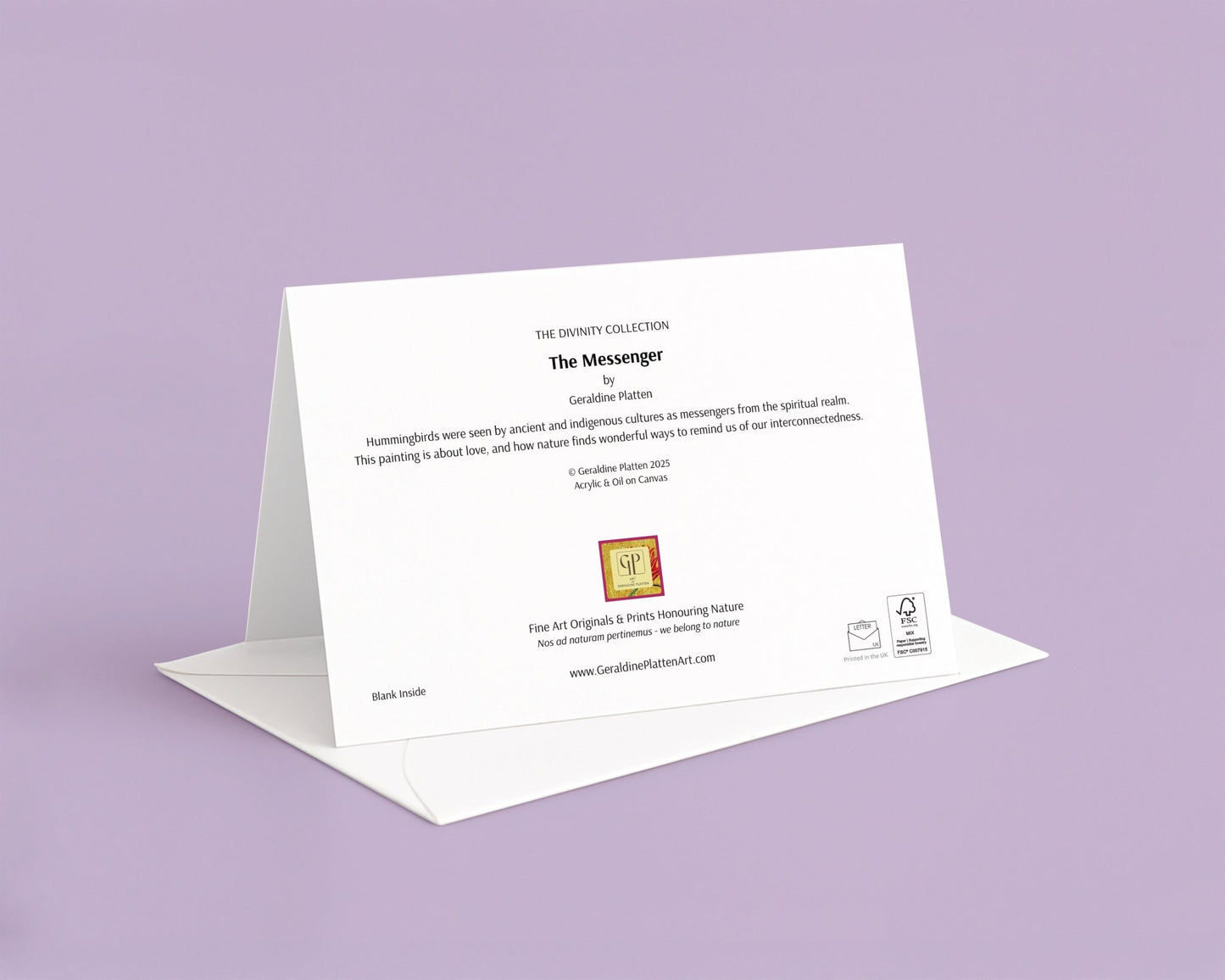The Messenger - Art Greeting Card, Blank Inside - Geraldine Platten Art -