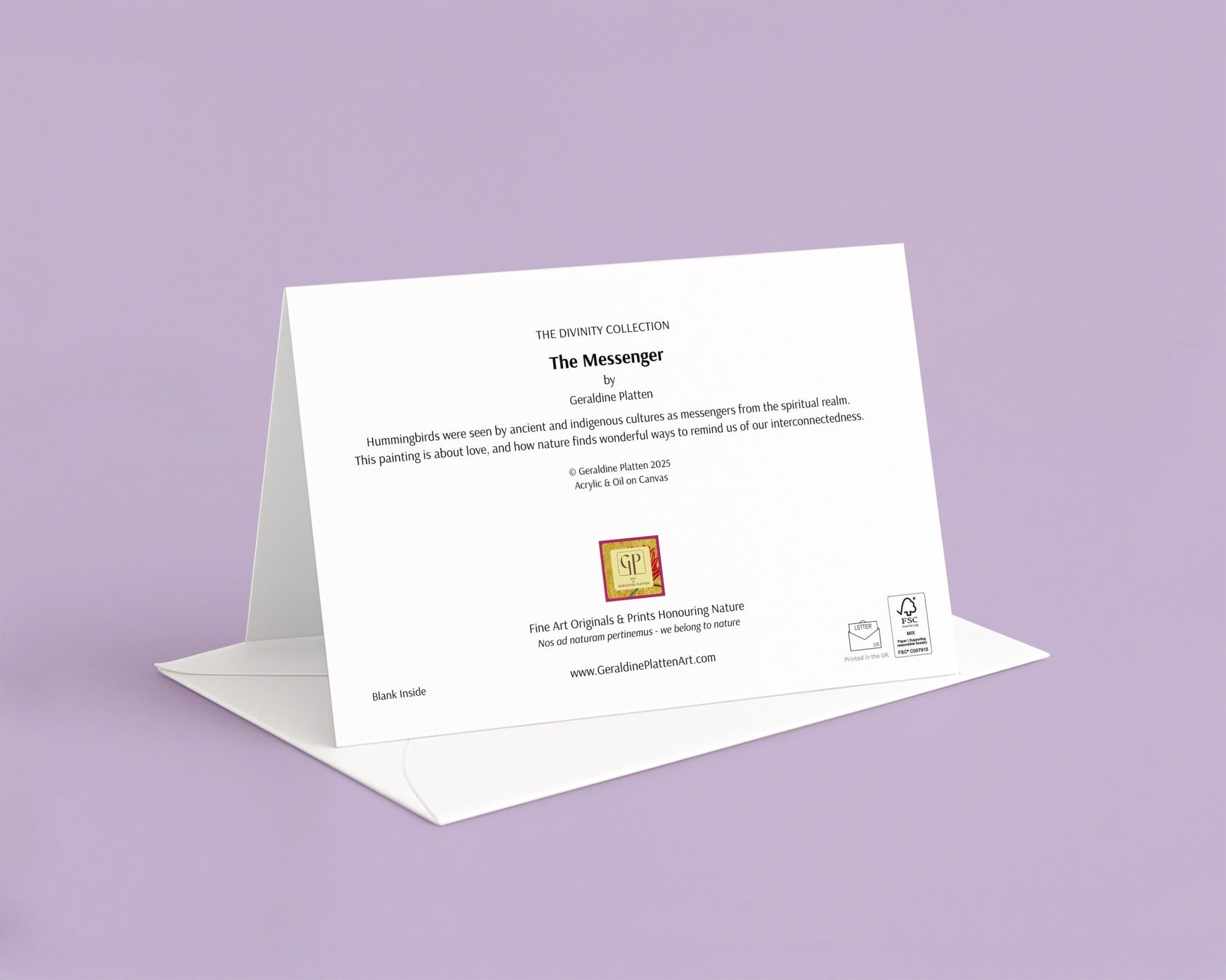 The Messenger - Art Greeting Card, Blank Inside - Geraldine Platten Art -